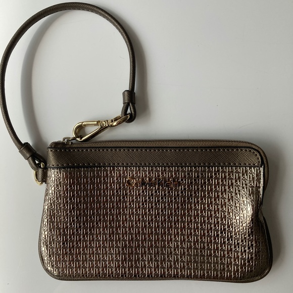 Calvin Klein Wristlet Clutch, Gold and Silver, Like New - Picture 4 of 8